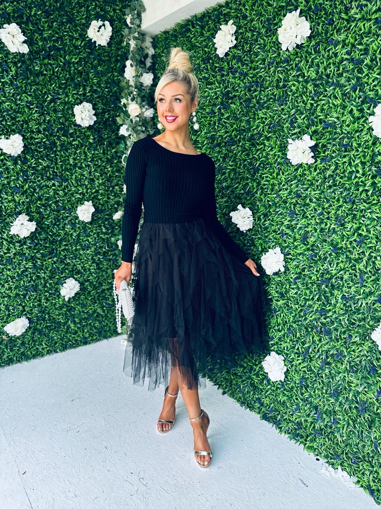 Sami Knit & Tulle Dress Black Pre Order 30 Sept