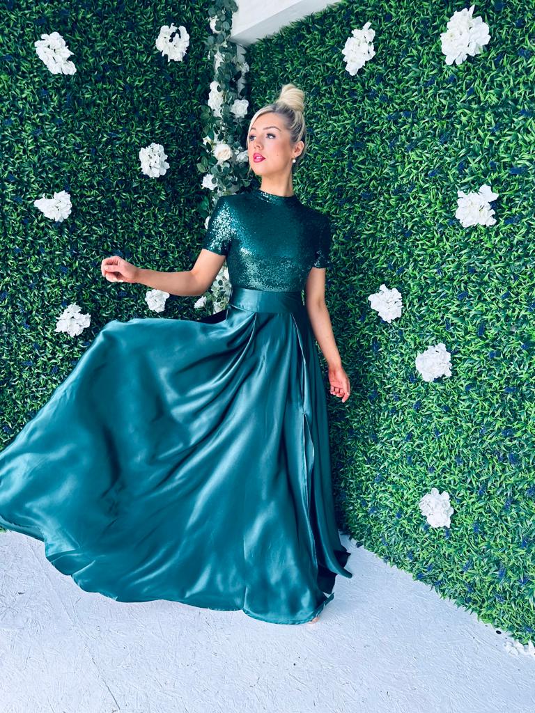 Kate Sequin Maxi Dress Forest