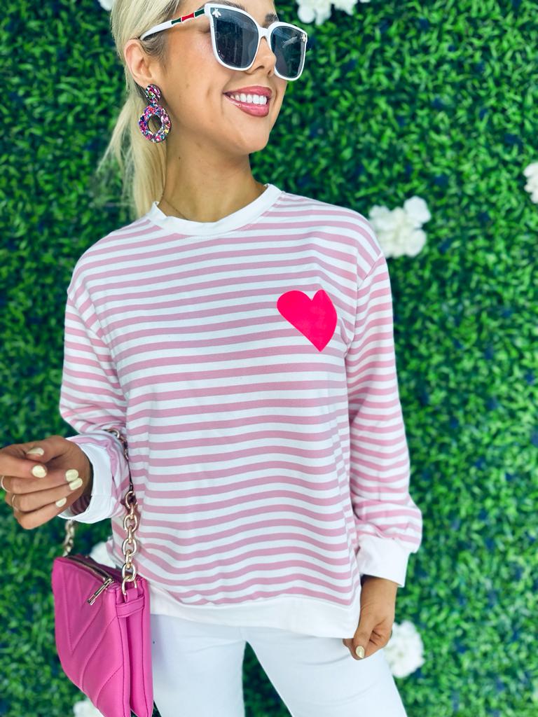 Charlie Stripe Top Blush
