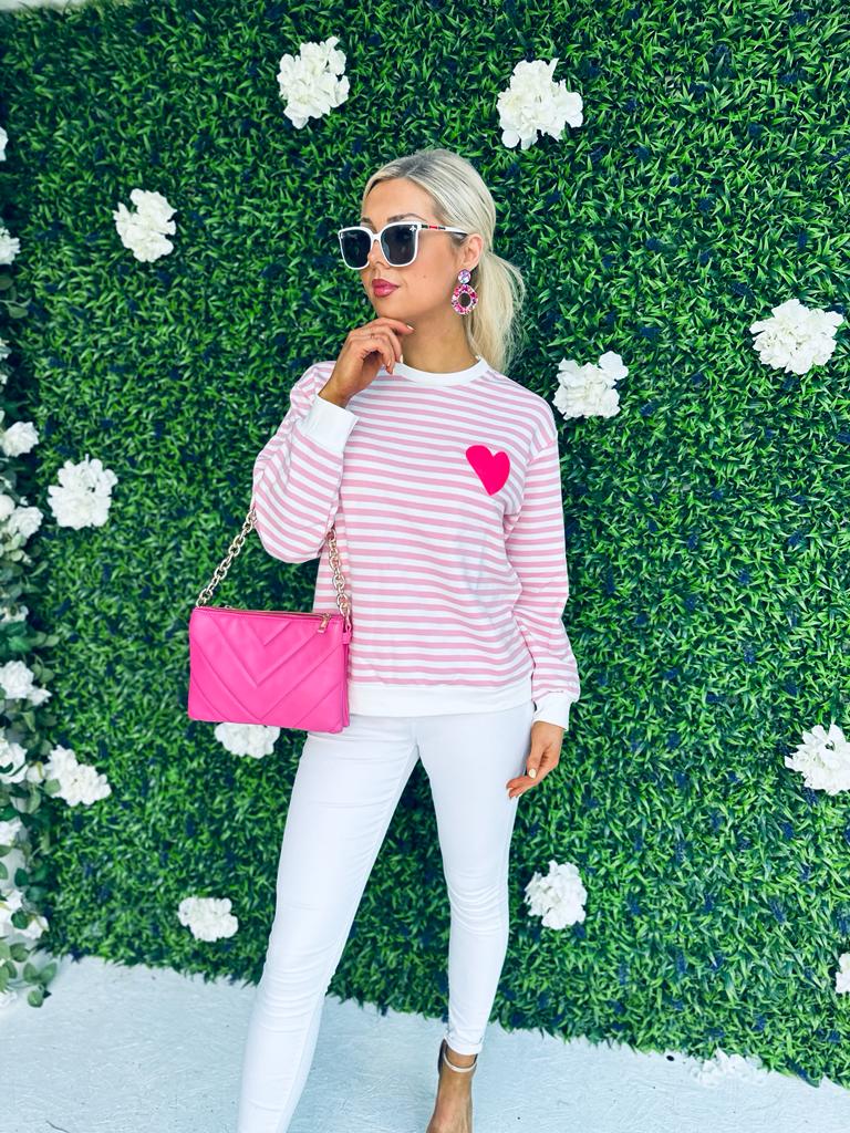 Charlie Stripe Top Blush