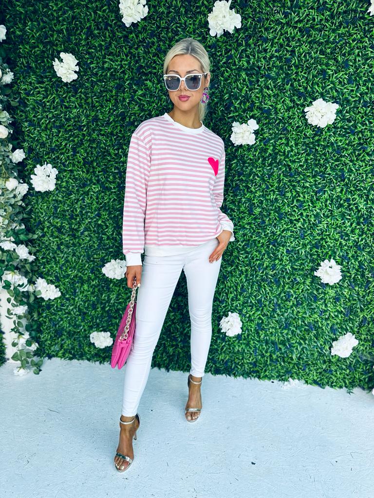 Charlie Stripe Top Blush