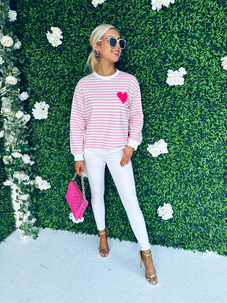 Charlie Stripe Top Blush