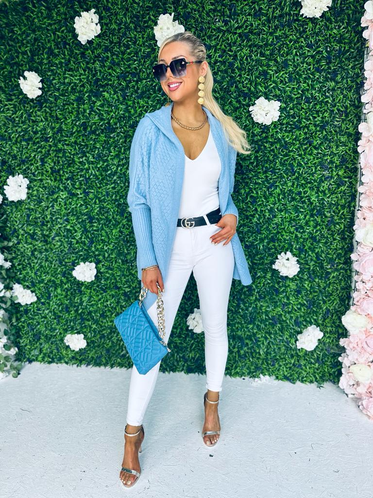 Kasy Hooded Cardigan Blue