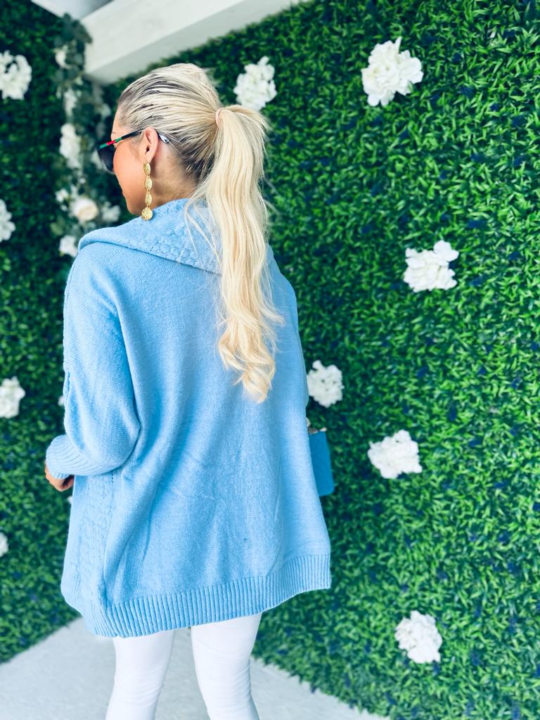 Kasy Hooded Cardigan Blue
