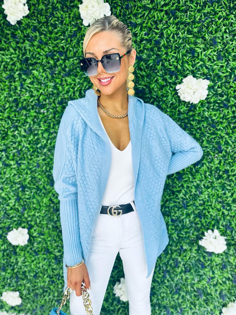 Kasy Hooded Cardigan Blue