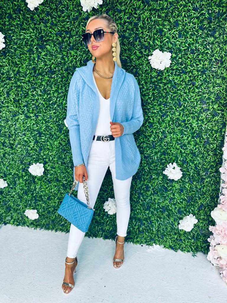 Kasy Hooded Cardigan Blue