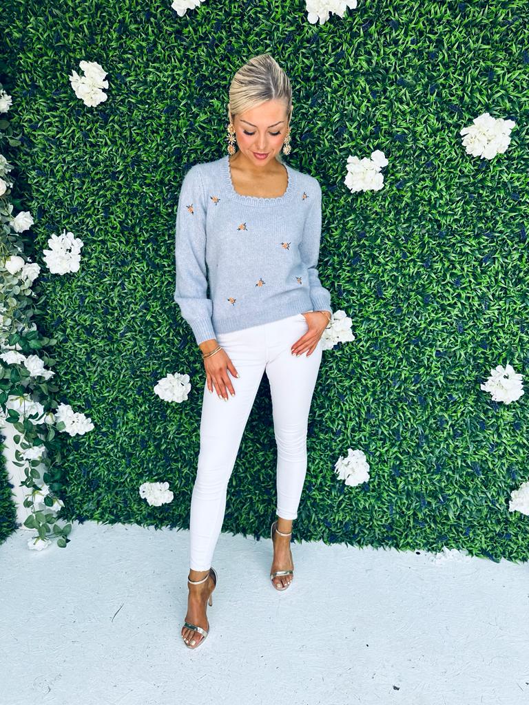 Wilo Square Neck Jumper Blue