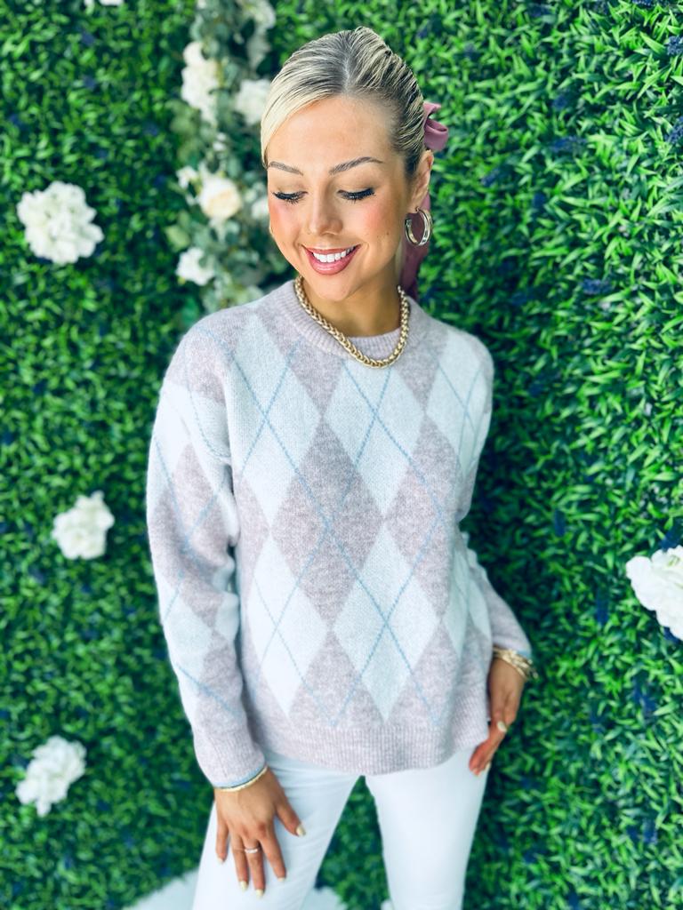 Fara Diamond Jumper Mauve