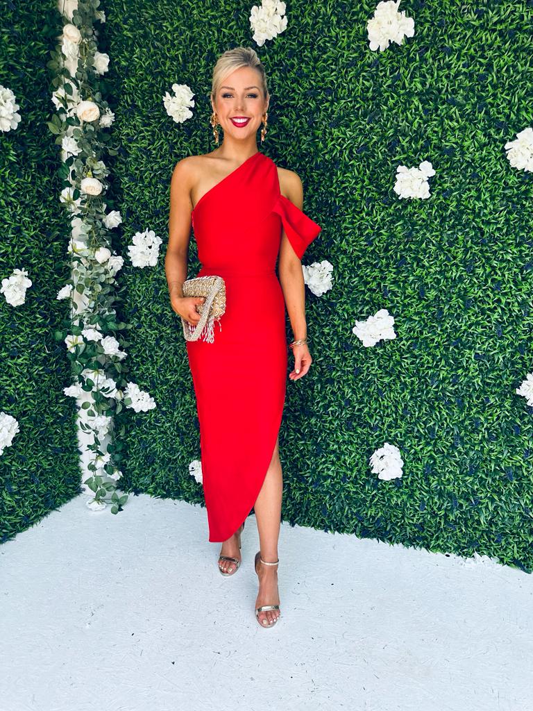 Mia Shoulder Detail Midaxi Dress Red