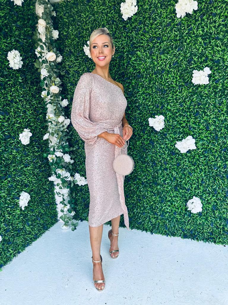 Meghan Sequin One Shoulder Dress