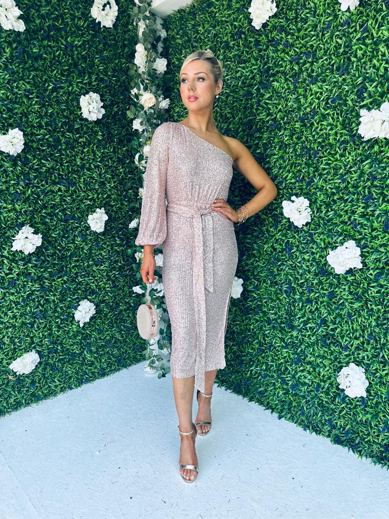 Meghan Sequin One Shoulder Dress
