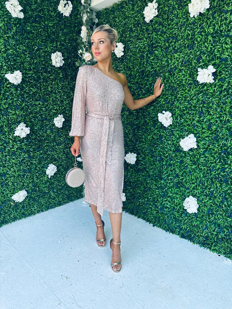 Meghan Sequin One Shoulder Dress