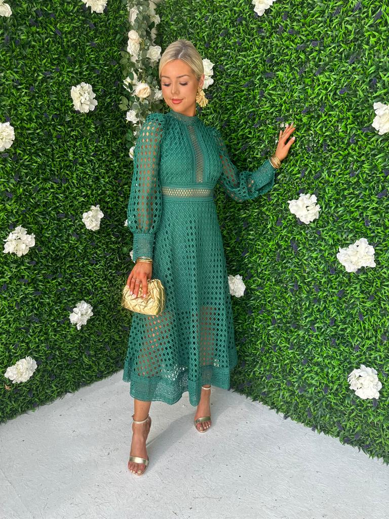 Suzan Crochet Maxi Dress Forest