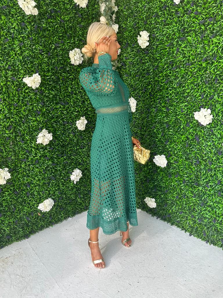 Suzan Crochet Maxi Dress Forest