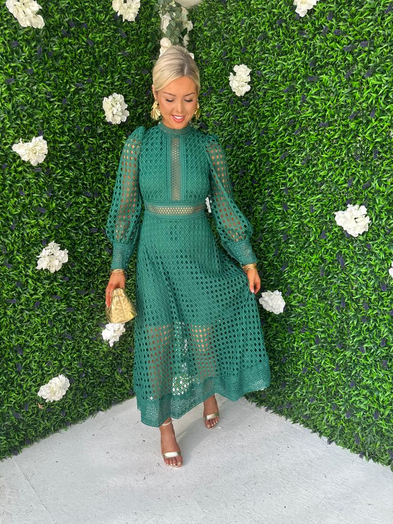 Suzan Crochet Maxi Dress Forest