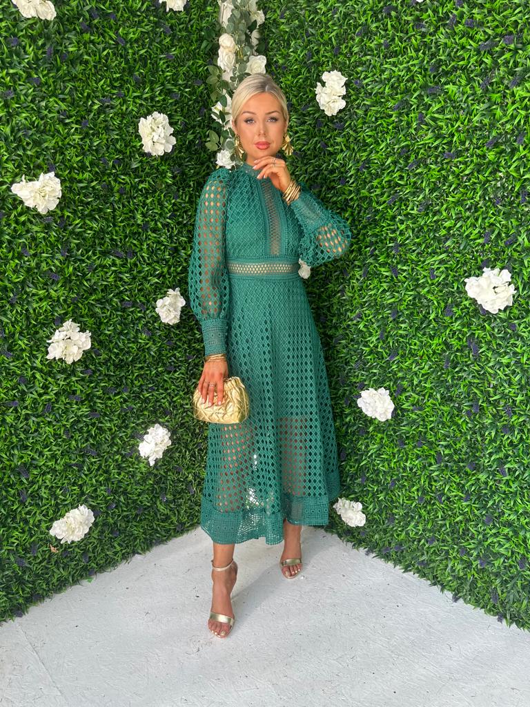 Suzan Crochet Maxi Dress Forest