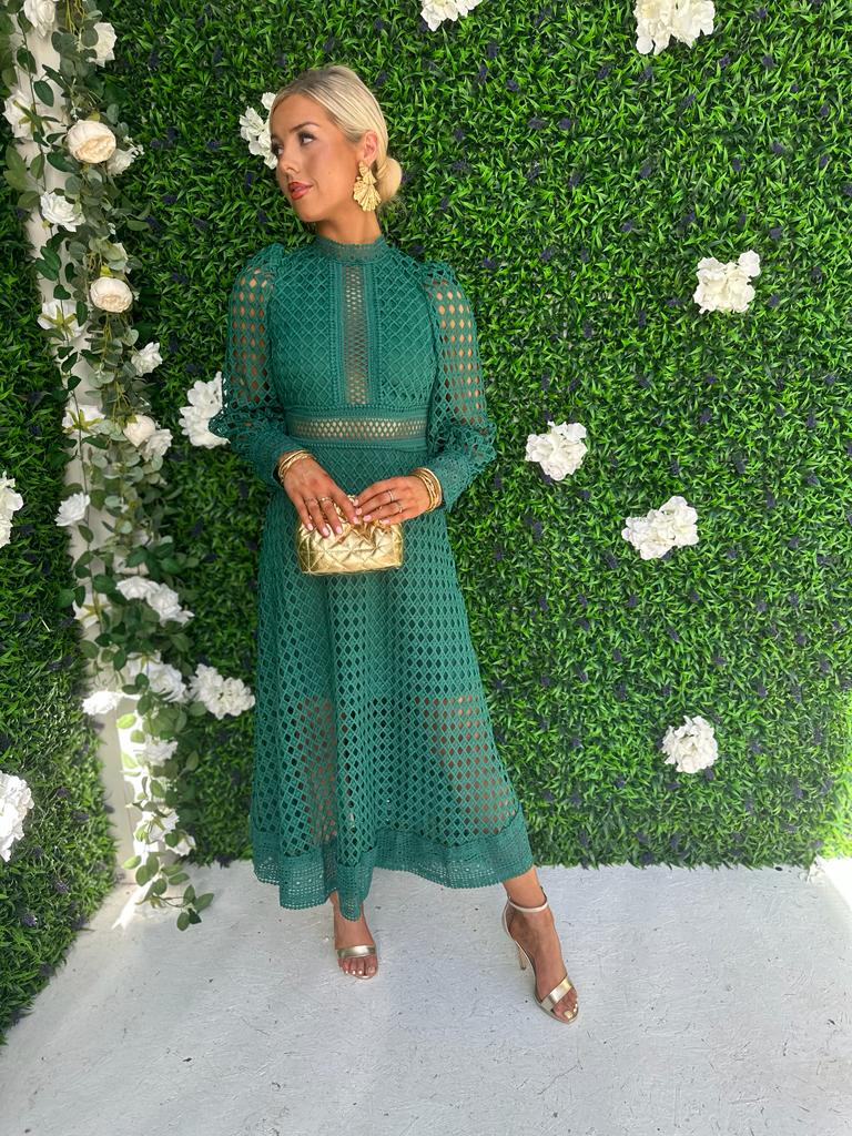 Suzan Crochet Maxi Dress Forest