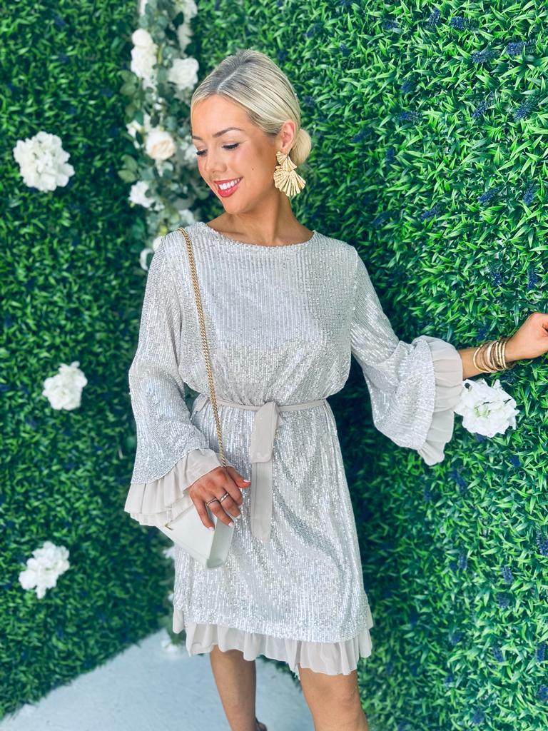 Vera Sequin Mini Dress Beige