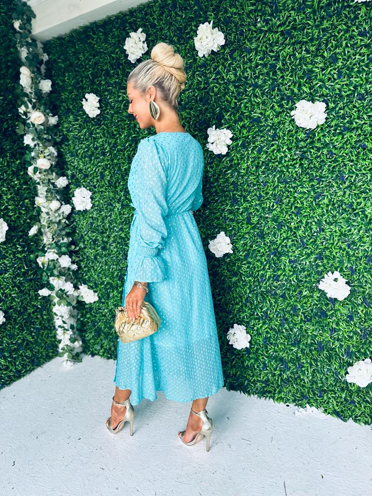 Elly Midi Dress Gold Foil Blue