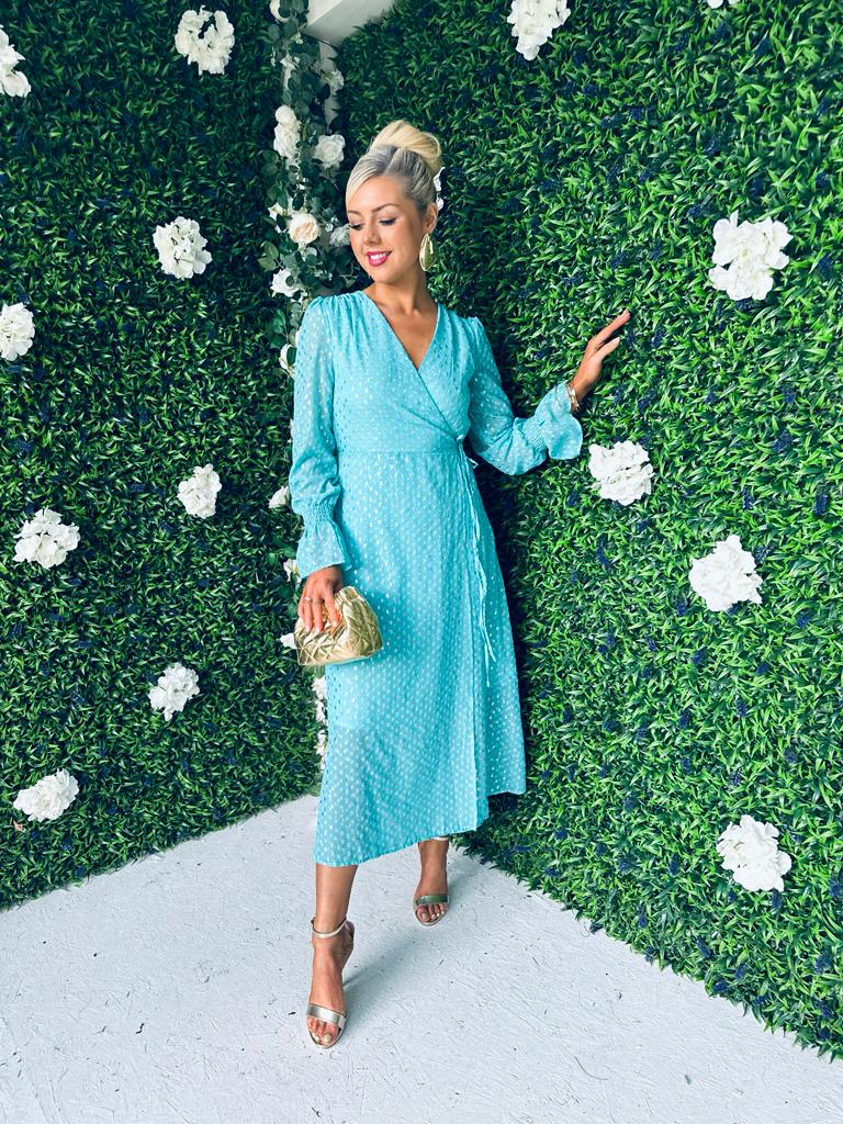 Elly Midi Dress Gold Foil Blue