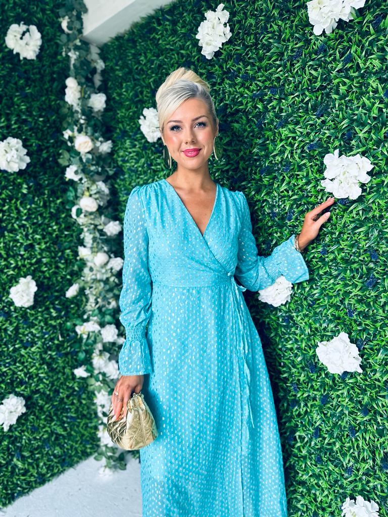 Elly Midi Dress Gold Foil Blue