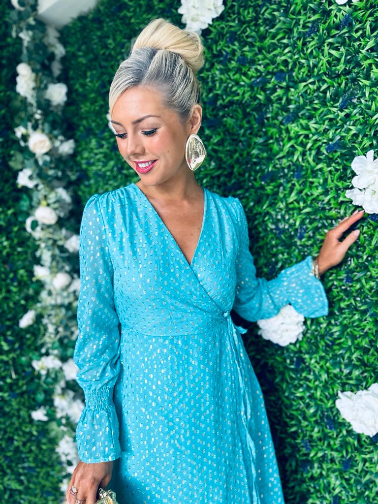 Elly Midi Dress Gold Foil Blue