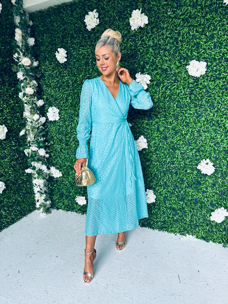 Elly Midi Dress Gold Foil Blue