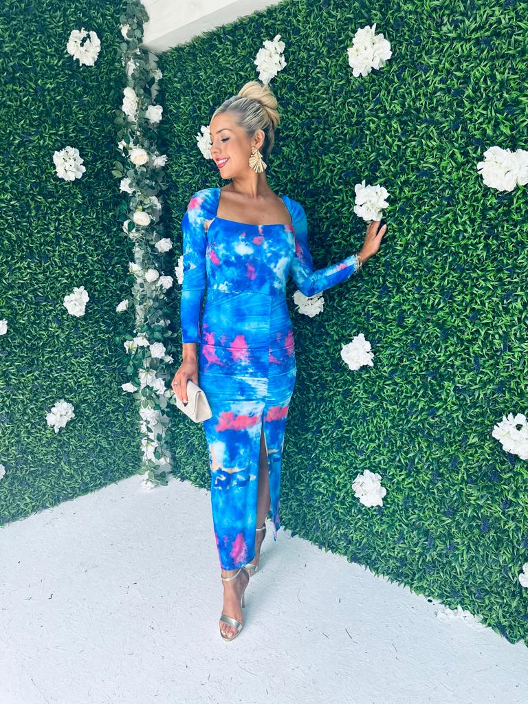Stefanie Midi Dress Splash Blue
