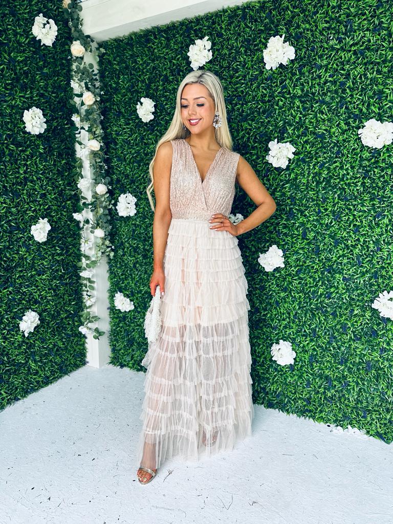 Odette Sequin & Tulle Dress Blush