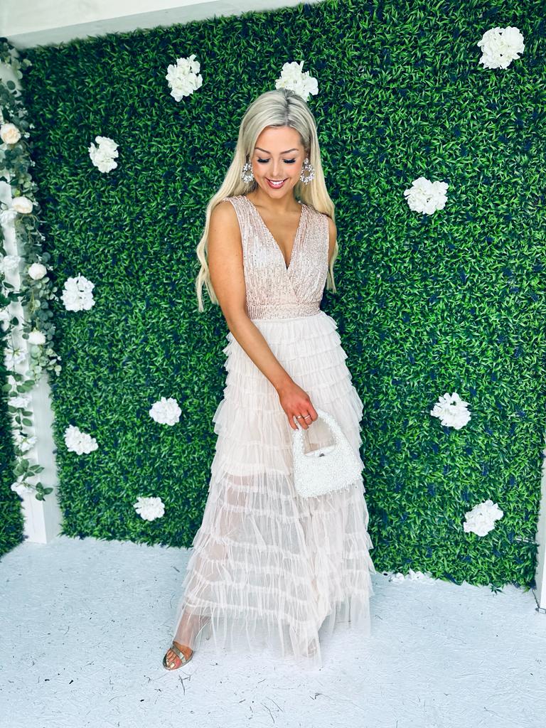 Odette Sequin & Tulle Dress Blush