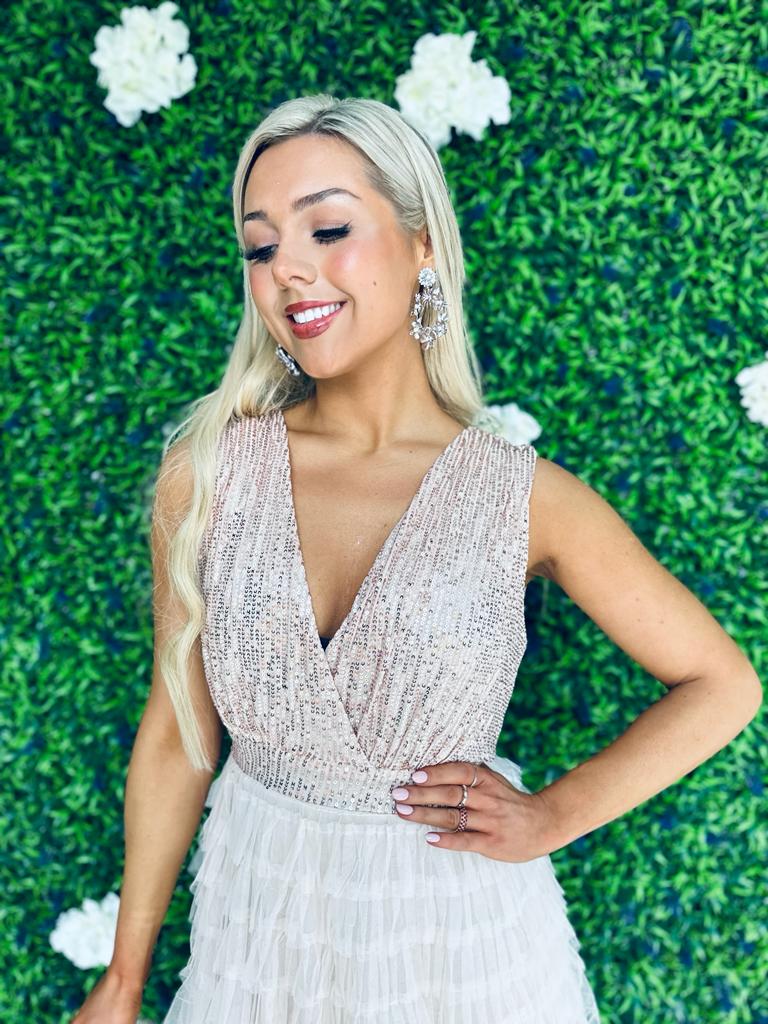 Odette Sequin & Tulle Dress Blush