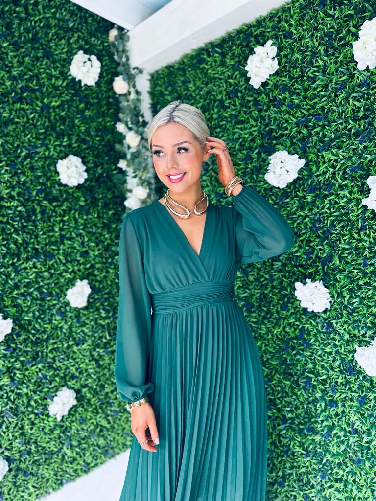 Elaine Banded Midaxi Dress Forest