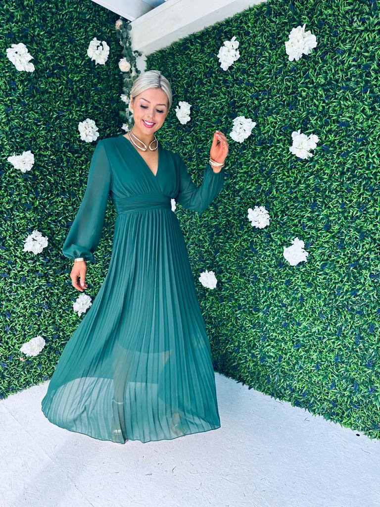 Elaine Banded Midaxi Dress Forest