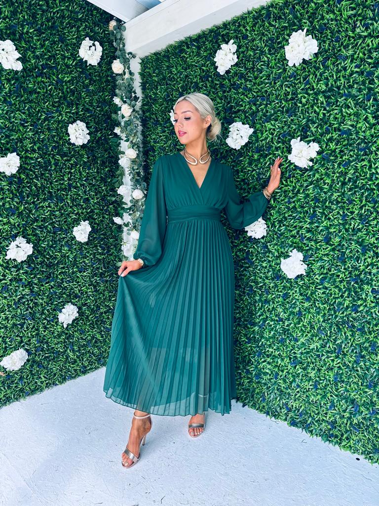 Elaine Banded Midaxi Dress Forest