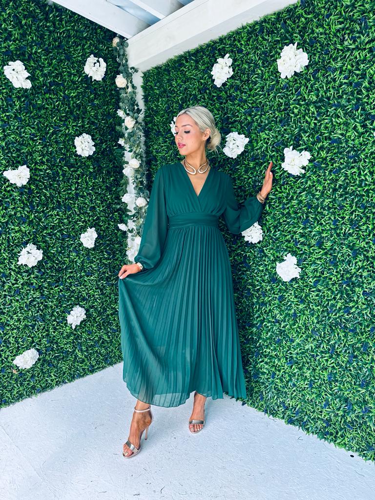 Elaine Banded Midaxi Dress Forest