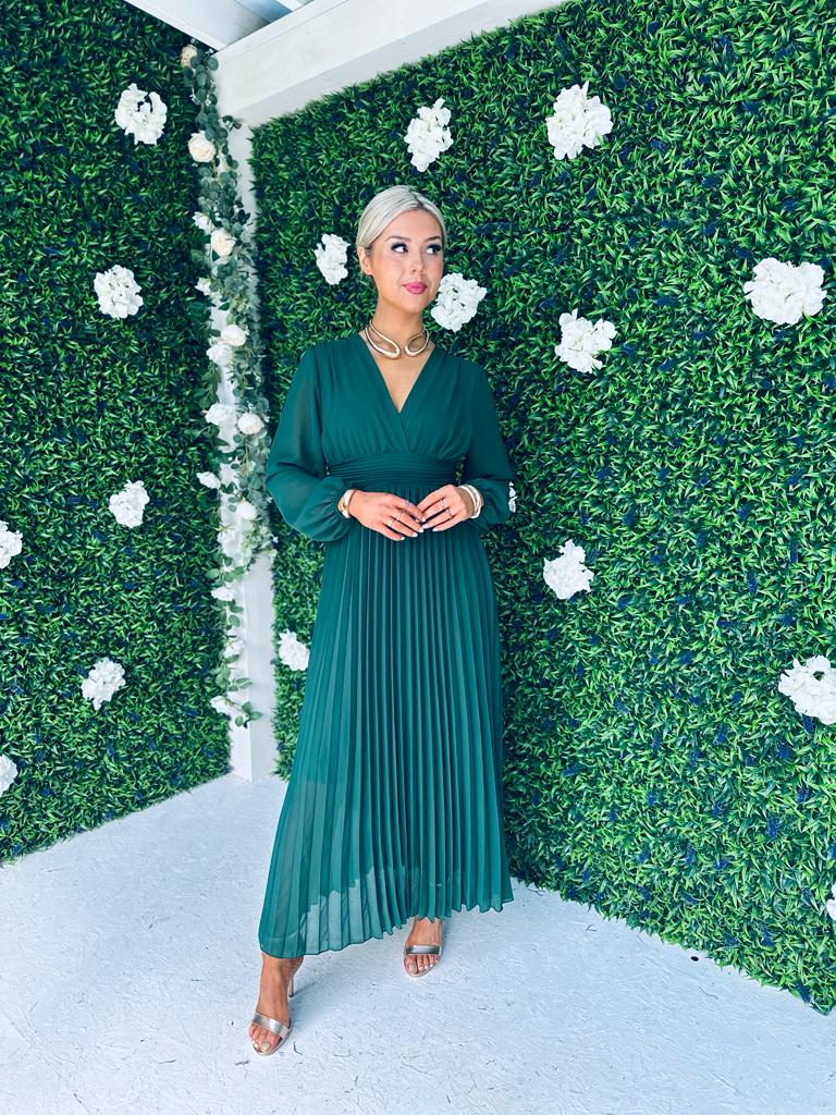 Elaine Banded Midaxi Dress Forest