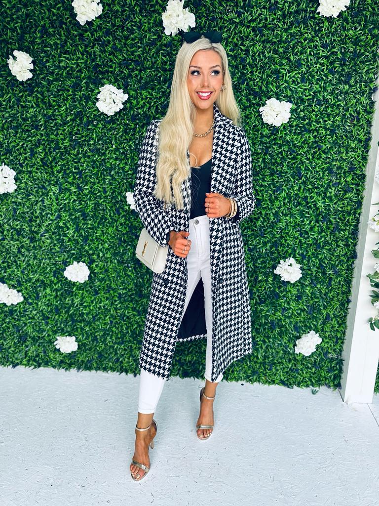 Miranda Houndstooth Coat Black