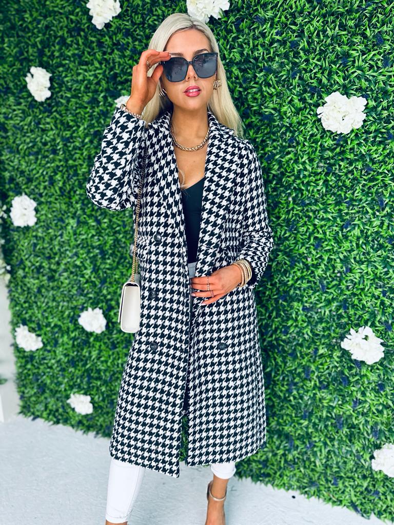 Miranda Houndstooth Coat Black