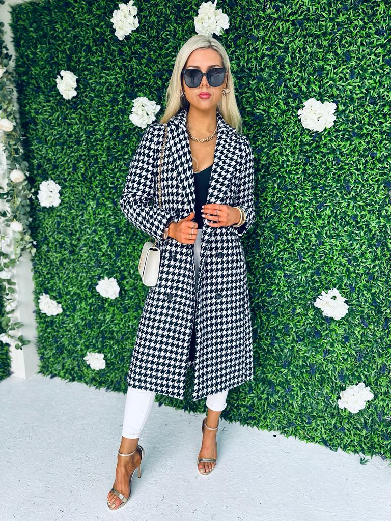 Miranda Houndstooth Coat Black