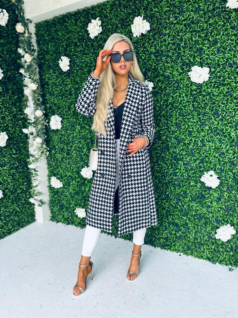 Miranda Houndstooth Coat Black