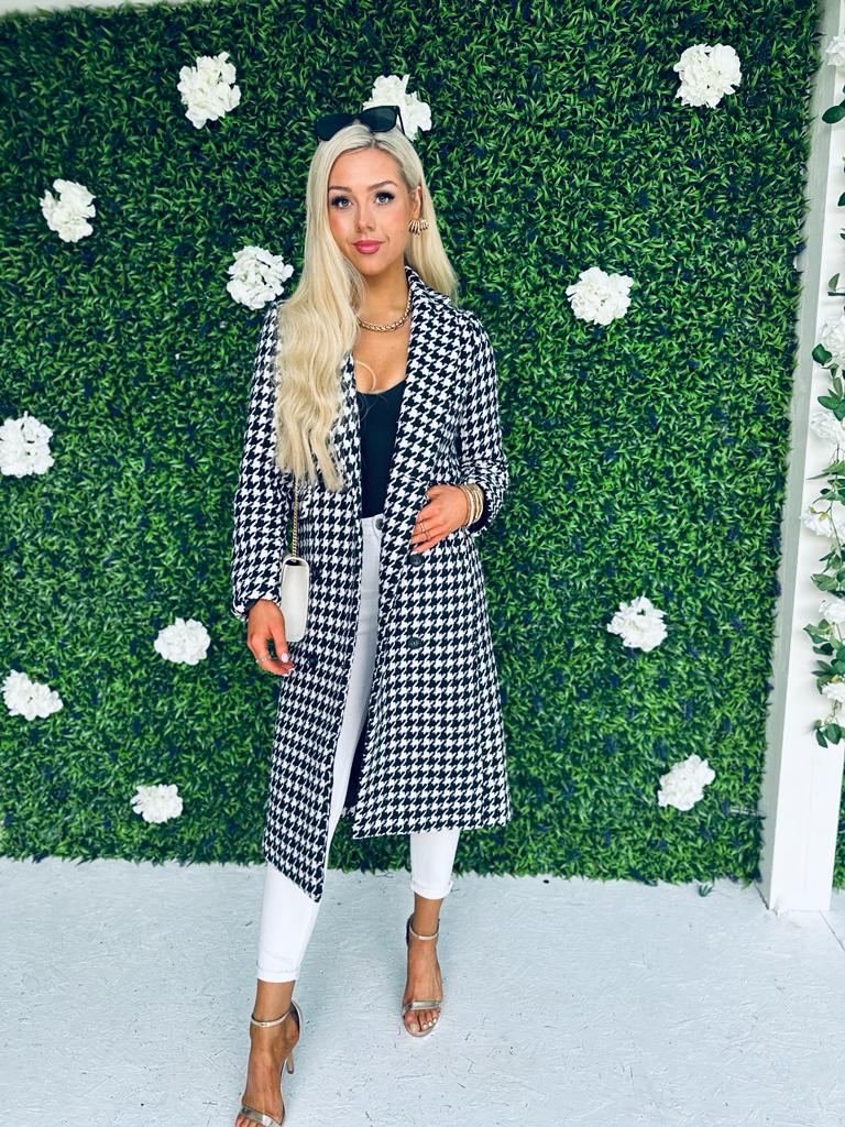 Miranda Houndstooth Coat Black