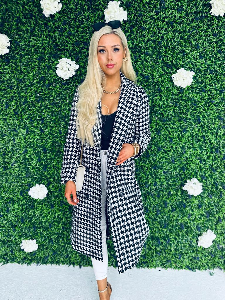 Miranda Houndstooth Coat Black