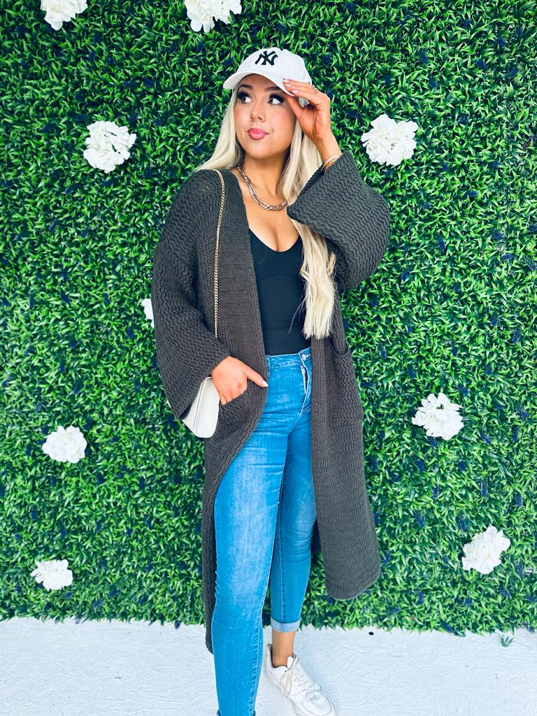 Karen Chunky Cardi Khaki