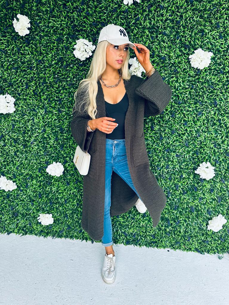 Karen Chunky Cardi Khaki