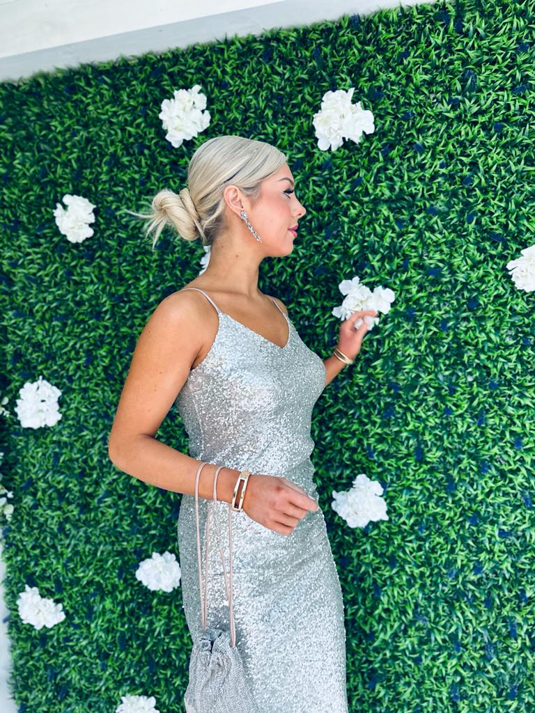 Fran Sequin Skirt & Top Set Silver