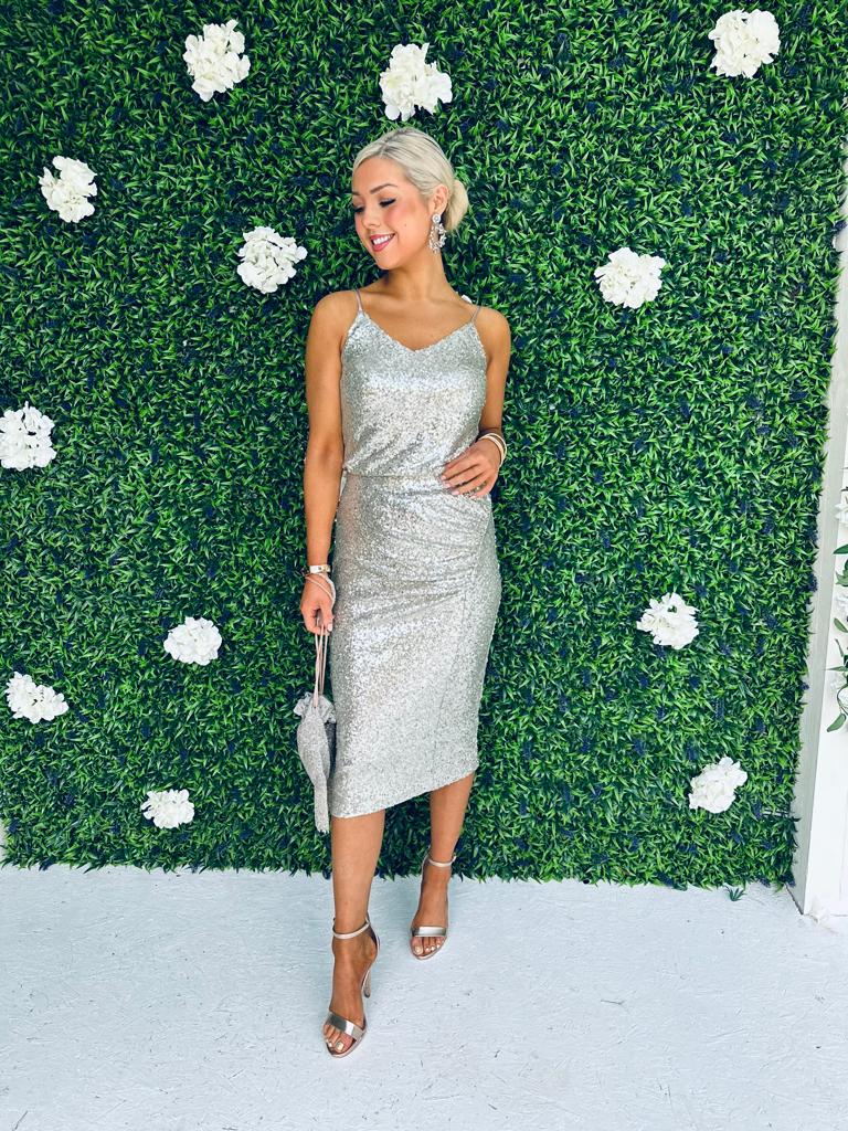 Fran Sequin Skirt & Top Set Silver