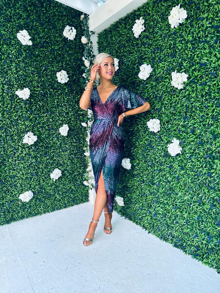 Preslee Sequin Midi Dress Ombre