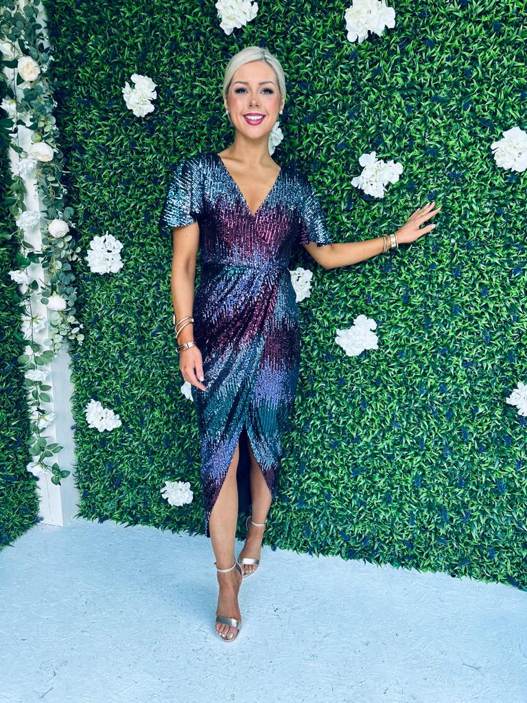 Preslee Sequin Midi Dress Ombre