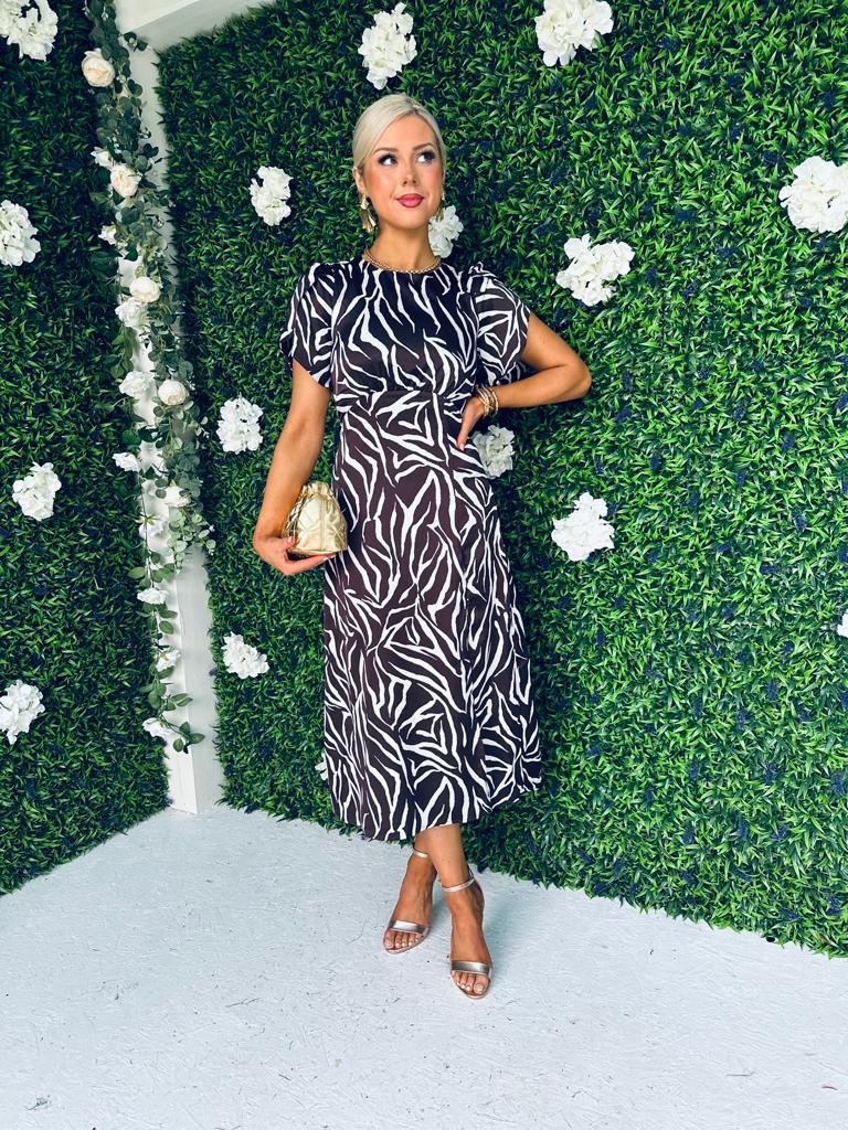 Christina Split Sleeve Split Leg Midi Dress Hazel