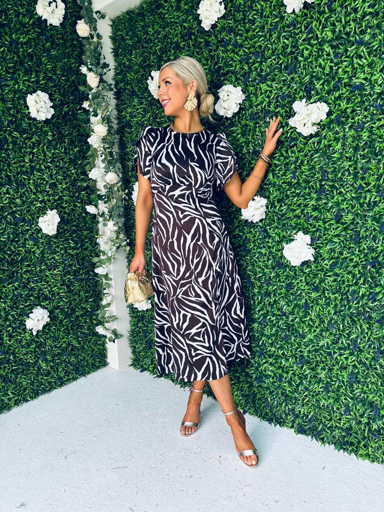 Christina Split Sleeve Split Leg Midi Dress Hazel